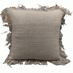 40cm Cushion Cover w/Fringing - Cream